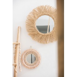 Miroir rond en bois naturel 60x60x5 cm