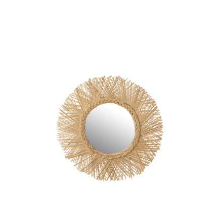 Miroir rond en bois naturel 60x60x5 cm