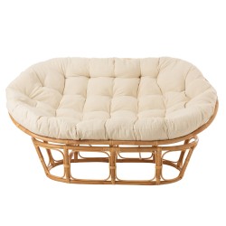 Fauteuil avec coussin en bois naturel 173x110x75 cm