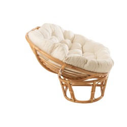 Fauteuil avec coussin en bois naturel 173x110x75 cm