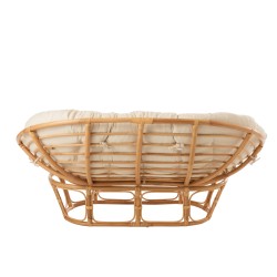 Fauteuil avec coussin en bois naturel 173x110x75 cm