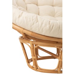 Fauteuil avec coussin en bois naturel 173x110x75 cm