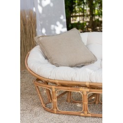 Fauteuil avec coussin en bois naturel 173x110x75 cm