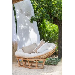 Fauteuil avec coussin en bois naturel 173x110x75 cm