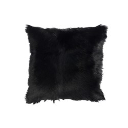 Coussin carré peau de chèvre en fourrure noire 40x40cm