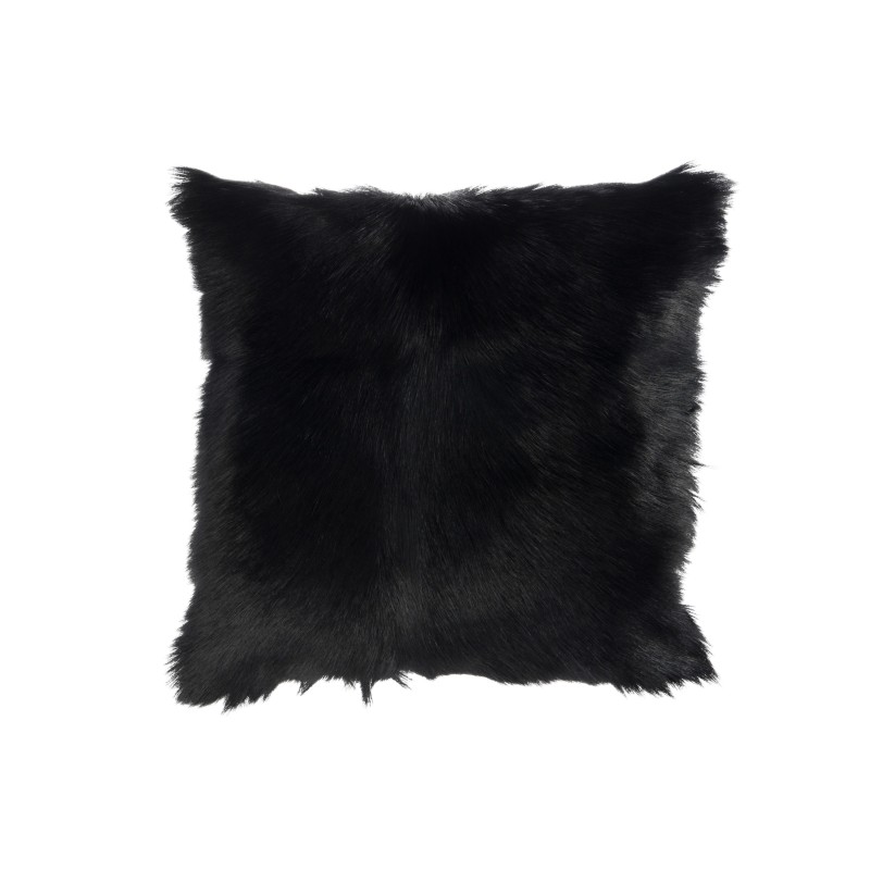 Coussin carré peau de chèvre en fourrure noire 40x40cm