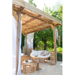 Fauteuil avec coussin en bois naturel 173x110x75 cm