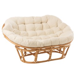 Fauteuil avec coussin en bois naturel 173x110x75 cm