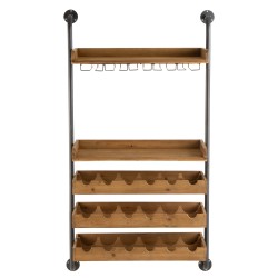 Étagère murale pour bouteille en bois - métal naturel 68x27x124 cm