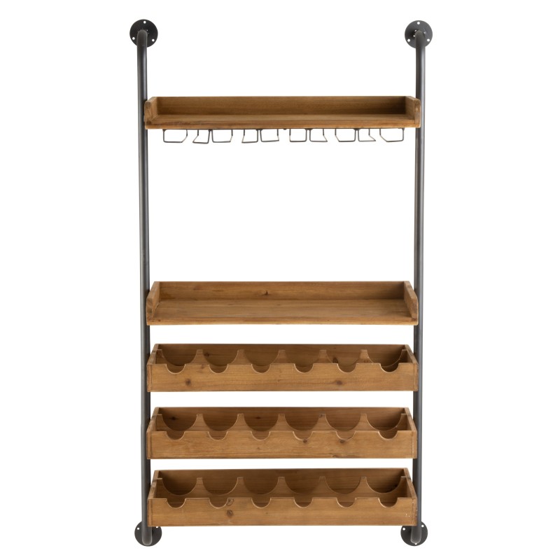 Étagère murale pour bouteille en bois - métal naturel 68x27x124 cm