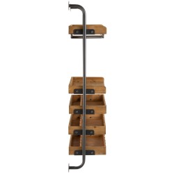 Étagère murale pour bouteille en bois - métal naturel 68x27x124 cm