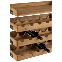 Étagère murale pour bouteille en bois - métal naturel 68x27x124 cm