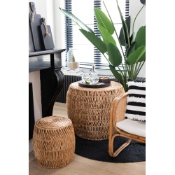 Set table ronde et 2 tabourets en bois naturel 58x58x65 cm