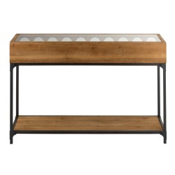 console pour bouteille en bois - métal naturel 120x38x76.5 cm