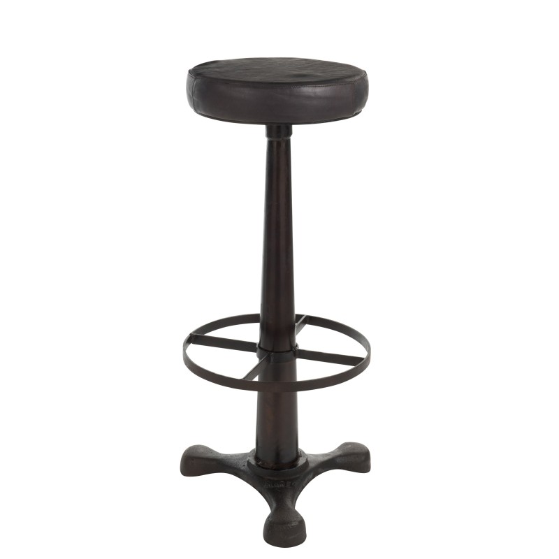 Tabouret de bar en cuir et noir 37x37x79.5 cm Tabouret de bar en cuir et noir 37x37x79.5 cm