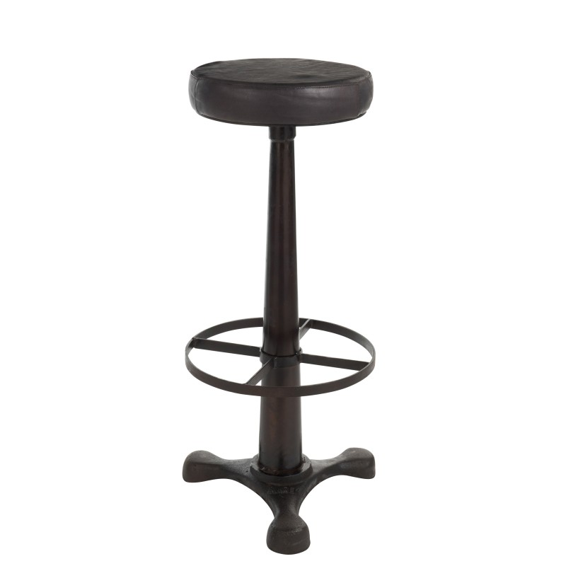 Tabouret de bar en cuir et noir 37x37x79.5 cm