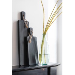 Planche à découper avec manche en bois noir L61cm