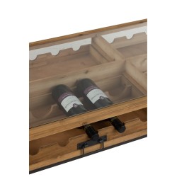 table basse avec rangement bouteilles en bois - métal naturel 120x60x45.5 cm