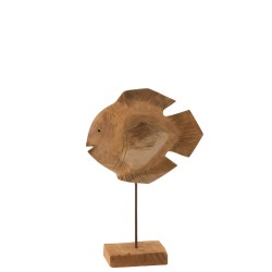 Poisson sur pied en bois naturel 31x10x45 cm