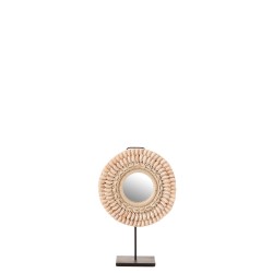 Miroir rond en Pierre et Bois Rose 25x12x41,5cm