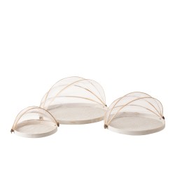 Set de 3 plateaux avec protections en bois blanc 48x44x24 cm