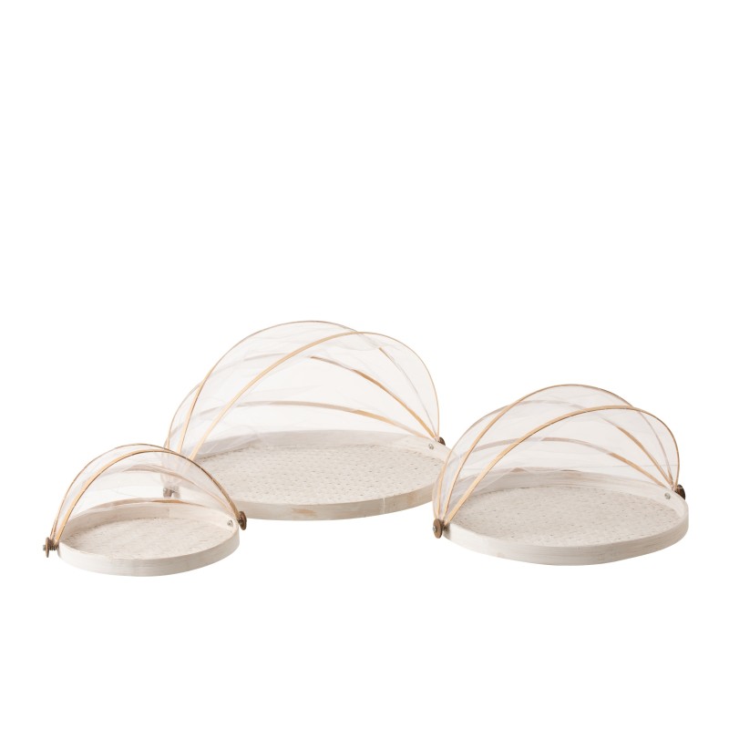 Set de 3 plateaux avec protections en bois blanc 48x44x24 cm