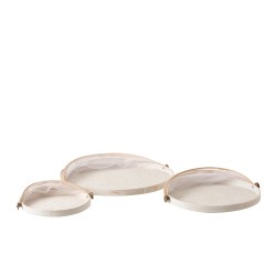 Set de 3 bandejas con protecciones de madera blanca 48x44x24 cm
