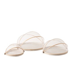 Set de 3 bandejas con protecciones de madera blanca 48x44x24 cm