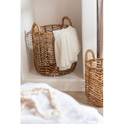 Conjunto de 3 cestas con asas de madera natural de 47x46x56 cm