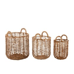 Conjunto de 3 cestas con asas de madera natural de 47x46x56 cm