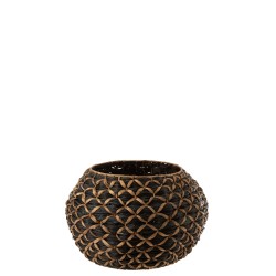 Cesta redonda de madera negra de 62x62x41 cm