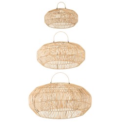 Set de 3 abat-jour en bois naturel 79x79x39 cm