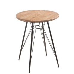 Table de bistro avec pied métal et dessus en bois naturel