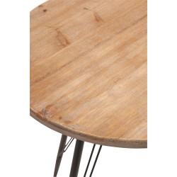 Table de bistro avec pied métal et dessus en bois naturel