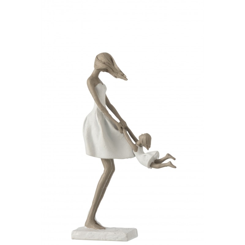 Figurine mère avec enfant en résigne blanche 18x8x31cm
