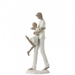 Padre con hija en resina blanco 15x9x36 cm