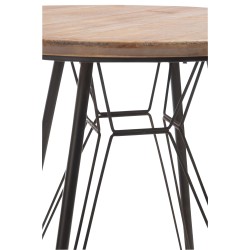 Table de bistro avec pied métal et dessus en bois naturel