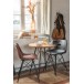 Table de bistro avec pied métal et dessus en bois naturel Table de bistro avec pied métal et dessus en bois naturel