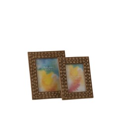 Cadre photo avec coquillages en résine marron 19x3x25 cm