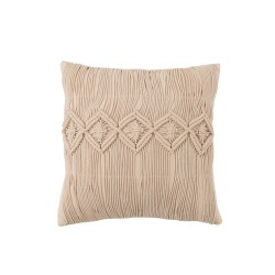 Cuscino quadrato con motivo in cotone beige 46x46cm