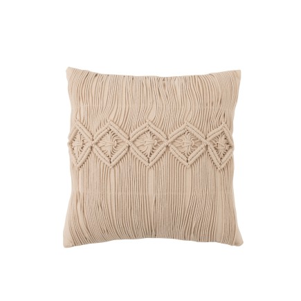 Cuscino quadrato con motivo in cotone beige 46x46cm