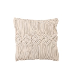 Cuscino quadrato in cotone bianco sporco a fantasia 46x46cm