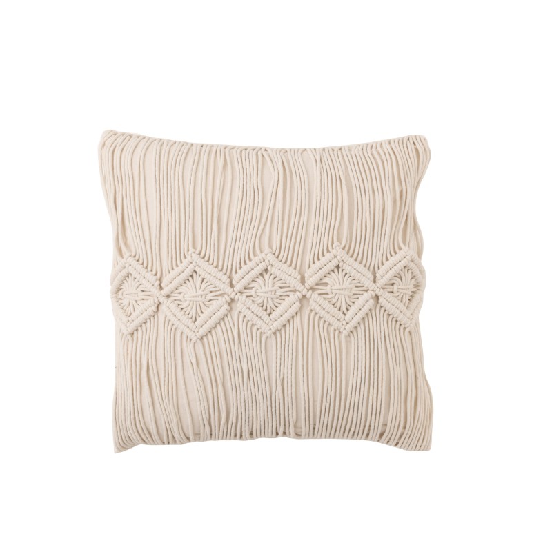 Cuscino quadrato in cotone bianco sporco a fantasia 46x46cm Cuscino quadrato in cotone bianco sporco a fantasia 46x46cm