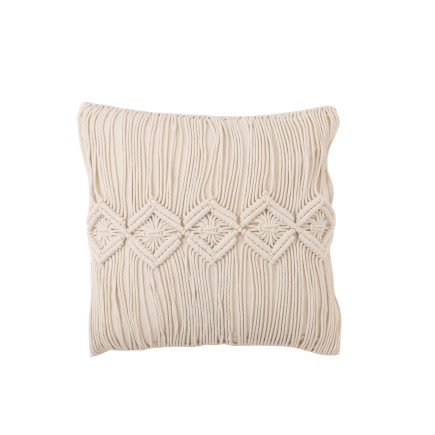 Cuscino quadrato in cotone bianco sporco a fantasia 46x46cm