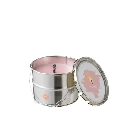 Vela exterior en tarro de pintura de parafina rosa 50H