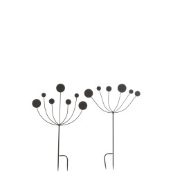 Lot de 2 décorations de jardin en métal noir 45x1x73 cm