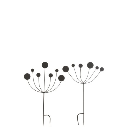 Lot de 2 décorations de jardin en métal noir 45x1x73 cm
