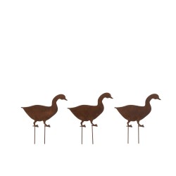 Lot de 3 décoration de jardin canard en métal marron 24x1x27 cm