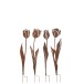 Lot de 4 décorations jardin en forme de fleur en métal marron 14x1x84 cm