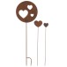 Lote de 3 decoraciones de jardín en forma de corazón de metal marrón 33x1x100 cm